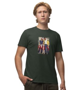 The Friendship Era Green Round Neck Cotton Half Sleeved Men T Shirt with Printed Graphics