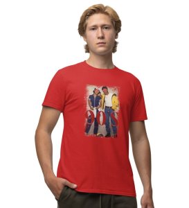 The Friendship Era Red Round Neck Cotton Half Sleeved Men T Shirt with Printed Graphics