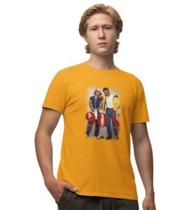 The Friendship Era Yellow Round Neck Cotton Half Sleeved Men T Shirt with Printed Graphics