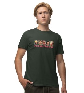 The Iconic Friendship Green Round Neck Cotton Half Sleeved Men T Shirt with Printed Graphics