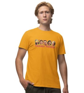 The Iconic Friendship Yellow Round Neck Cotton Half Sleeved Men T Shirt with Printed Graphics