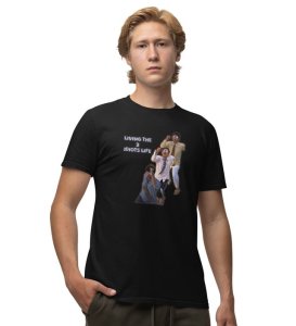 The Idiots Life Black Round Neck Cotton Half Sleeved Men T Shirt with Printed Graphics