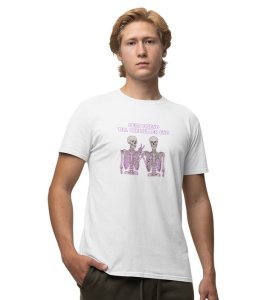 Till The Better End White Round Neck Cotton Half Sleeved Men T Shirt with Printed Graphics