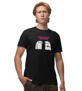 Tissues For Issues Black Round Neck Cotton Half Sleeved Men T Shirt with Printed Graphics