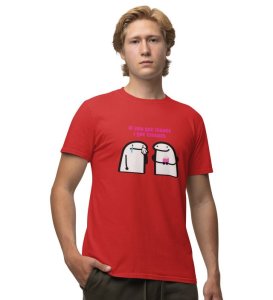 Tissues For Issues Red Round Neck Cotton Half Sleeved Men T Shirt with Printed Graphics