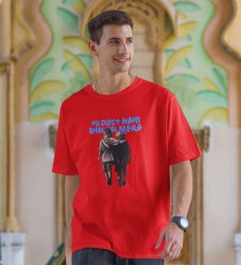 Brotherhood Red Round Neck Cotton Half Sleeved Men T-Shirt with Printed Graphics