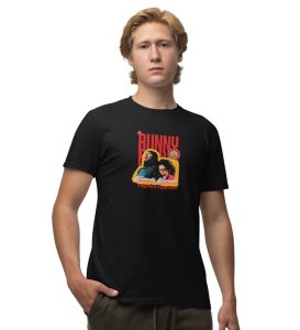 Bunny & Naina Black Round Neck Cotton Half Sleeved Men T-Shirt with Printed Graphics