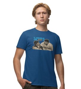 Defination Of Friend Blue Round Neck Cotton Half Sleeved Men T-Shirt with Printed Graphics