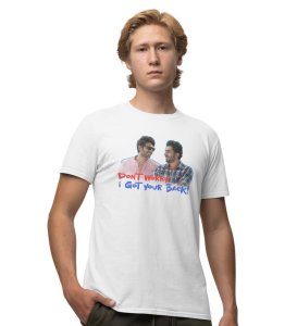 Don't Worry White Round Neck Cotton Half Sleeved Men T-Shirt with Printed Graphics