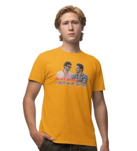 Don't Worry Yellow Round Neck Cotton Half Sleeved Men T-Shirt with Printed Graphics
