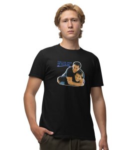 Jaan Bhi Hazir Hai Black Round Neck Cotton Half Sleeved Men T-Shirt with Printed Graphics