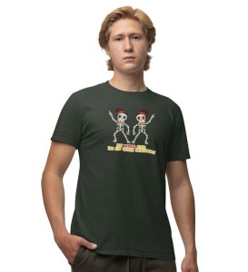 My Company For Hell Green Round Neck Cotton Half Sleeved Men T-Shirt with Printed Graphics