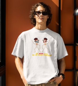 My Company For Hell White Round Neck Cotton Half Sleeved Men T-Shirt with Printed Graphics