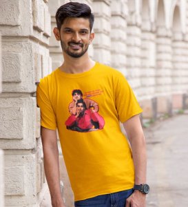 My Company For Hell Yellow Round Neck Cotton Half Sleeved Men T-Shirt with Printed Graphics