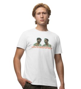 Only for Friend White Round Neck Cotton Half Sleeved Men T-Shirt with Printed Graphics