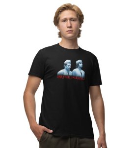 Partner In Crime Black Round Neck Cotton Half Sleeved Men T-Shirt with Printed Graphics