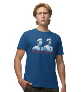 Partner In Crime Blue Round Neck Cotton Half Sleeved Men T-Shirt with Printed Graphics