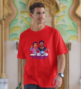 Rules Of Boys Red Round Neck Cotton Half Sleeved Men T-Shirt with Printed Graphics