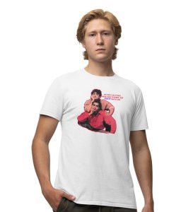 Secret Of True Friends White Round Neck Cotton Half Sleeved Men T-Shirt with Printed Graphics