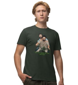 The Chance Of Friendship Green Round Neck Cotton Half Sleeved Men T-Shirt with Printed Graphics