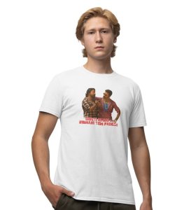 The Power Duo White Round Neck Cotton Half Sleeved Men T-Shirt with Printed Graphics