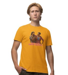 The Power Duo Yellow Round Neck Cotton Half Sleeved Men T-Shirt with Printed Graphics