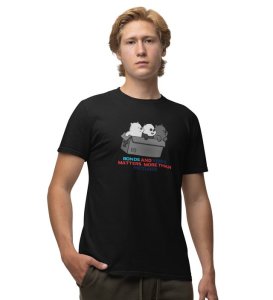 Vibes Matters Black Round Neck Cotton Half Sleeved Men T-Shirt with Printed Graphics