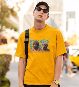 Want A Friend Like Yellow Round Neck Cotton Half Sleeved Men T-Shirt with Printed Graphics