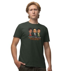 What's The Plan ? Green Round Neck Cotton Half Sleeved Men T-Shirt with Printed Graphics