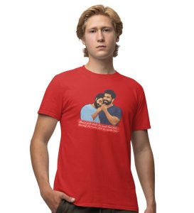 When It Comes To Friendship Red Round Neck Cotton Half Sleeved Men T-Shirt with Printed Graphics