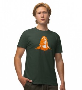 Adiyogi Green Round Neck Cotton Half Sleeved Men T-Shirt with Printed Graphics