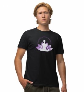 Attitude Of Gratitude Black Round Neck Cotton Half Sleeved Men T-Shirt with Printed Graphics