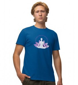 Attitude Of Gratitude Blue Round Neck Cotton Half Sleeved Men T-Shirt with Printed Graphics