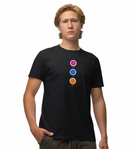 Balanced Life Black Round Neck Cotton Half Sleeved Men T-Shirt with Printed Graphics