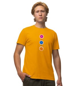 Balanced Life Yellow Round Neck Cotton Half Sleeved Men T-Shirt with Printed Graphics