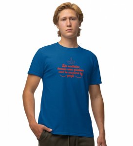 Do Meditation Blue Round Neck Cotton Half Sleeved Men T-Shirt with Printed Graphics