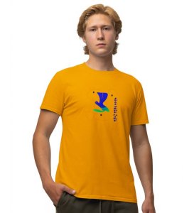 Freedom Of Mind Yellow Round Neck Cotton Half Sleeved Men T-Shirt with Printed Graphics