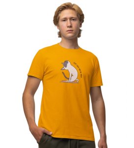 Keep Calm And Do Yoga Yellow Round Neck Cotton Half Sleeved Men T-Shirt with Printed Graphics
