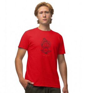 Love For Yoga Red Round Neck Cotton Half Sleeved Men T-Shirt with Printed Graphics