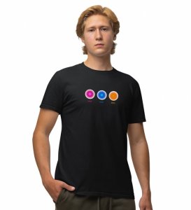 Mind, Body, Soul Black Round Neck Cotton Half Sleeved Men T-Shirt with Printed Graphics