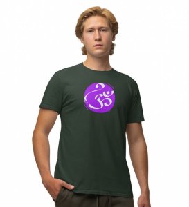 Om! Green Round Neck Cotton Half Sleeved Men T-Shirt with Printed Graphics