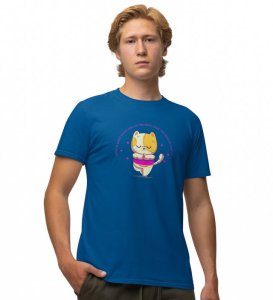 Song Of The Soul Blue Round Neck Cotton Half Sleeved Men T-Shirt with Printed Graphics