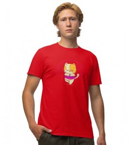 Song Of The Soul Red Round Neck Cotton Half Sleeved Men T-Shirt with Printed Graphics