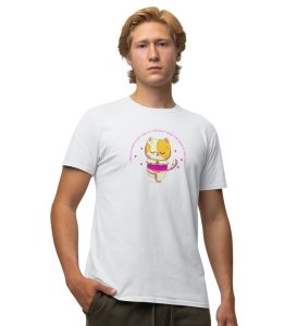 Song Of The Soul White Round Neck Cotton Half Sleeved Men T-Shirt with Printed Graphics