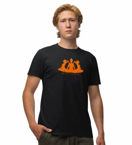 The Art Of Transformation Black Round Neck Cotton Half Sleeved Men T-Shirt with Printed Graphics