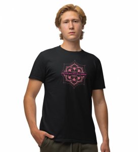 The Space To Grow Black Round Neck Cotton Half Sleeved Men T-Shirt with Printed Graphics