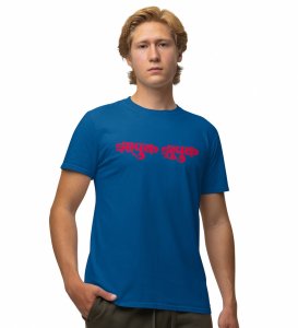 Zhapak Zhupuk Blue Round Neck Cotton Half Sleeved Men T Shirt with Printed Graphics