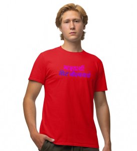 Speak Good To Me Red Round Neck Cotton Half Sleeved Men T Shirt with Printed Graphics