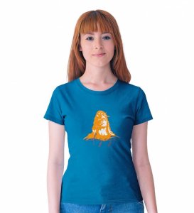 Adiyogi Blue Round Neck Cotton Half Sleeved Women T-Shirt with Printed Graphics