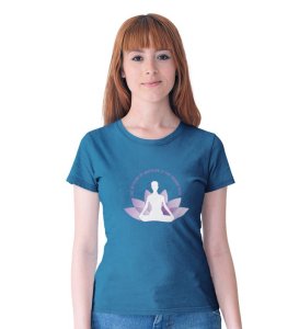 Attitude Of Gratitude Blue Round Neck Cotton Half Sleeved Women T-Shirt with Printed Graphics